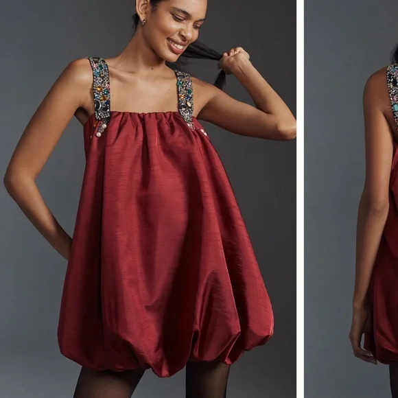 Anthropologie Sunday In Brooklyn Embellished Strap Bubble Mini Dress - Picture 1 of 4